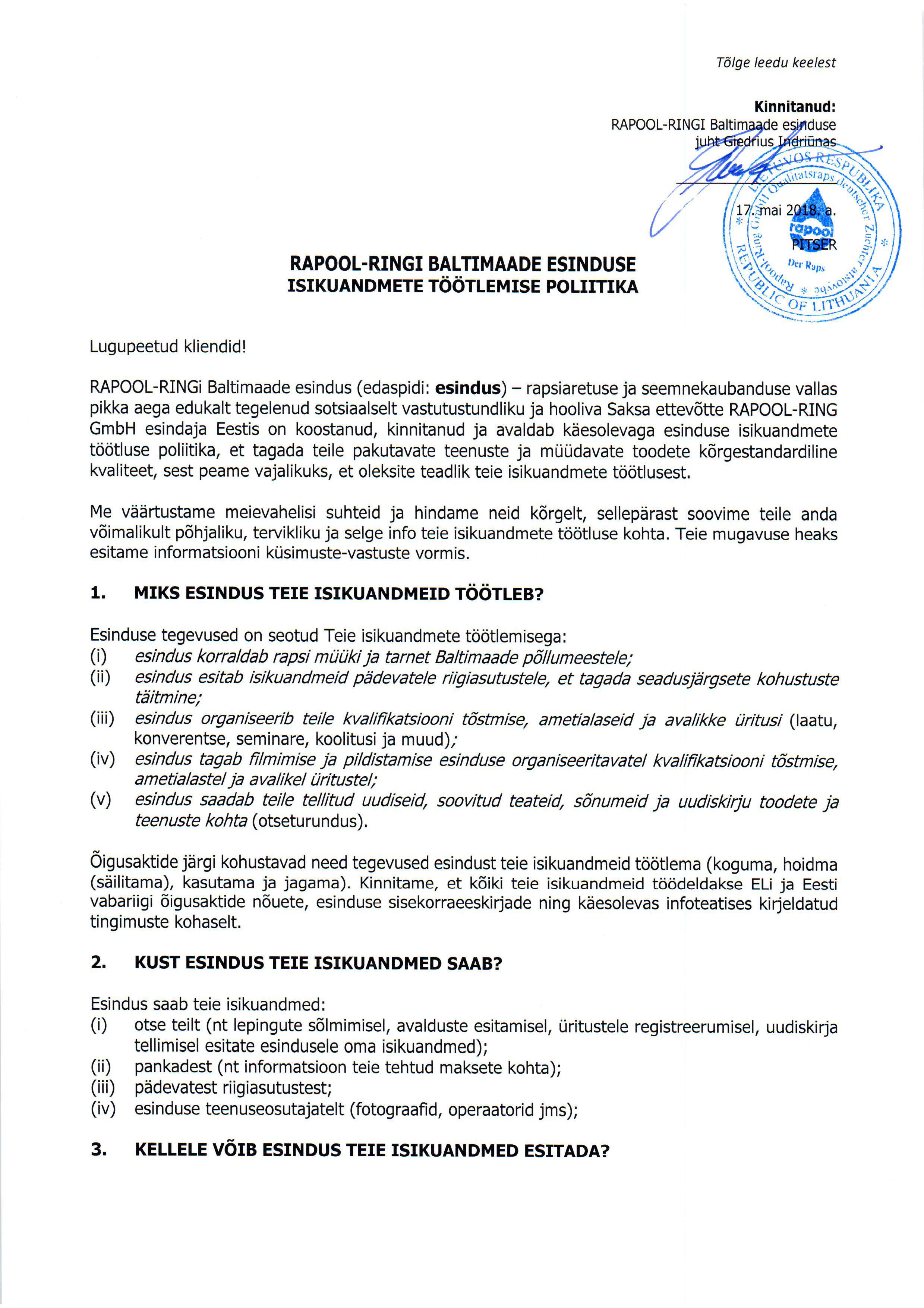 Privaatsuspoliitika