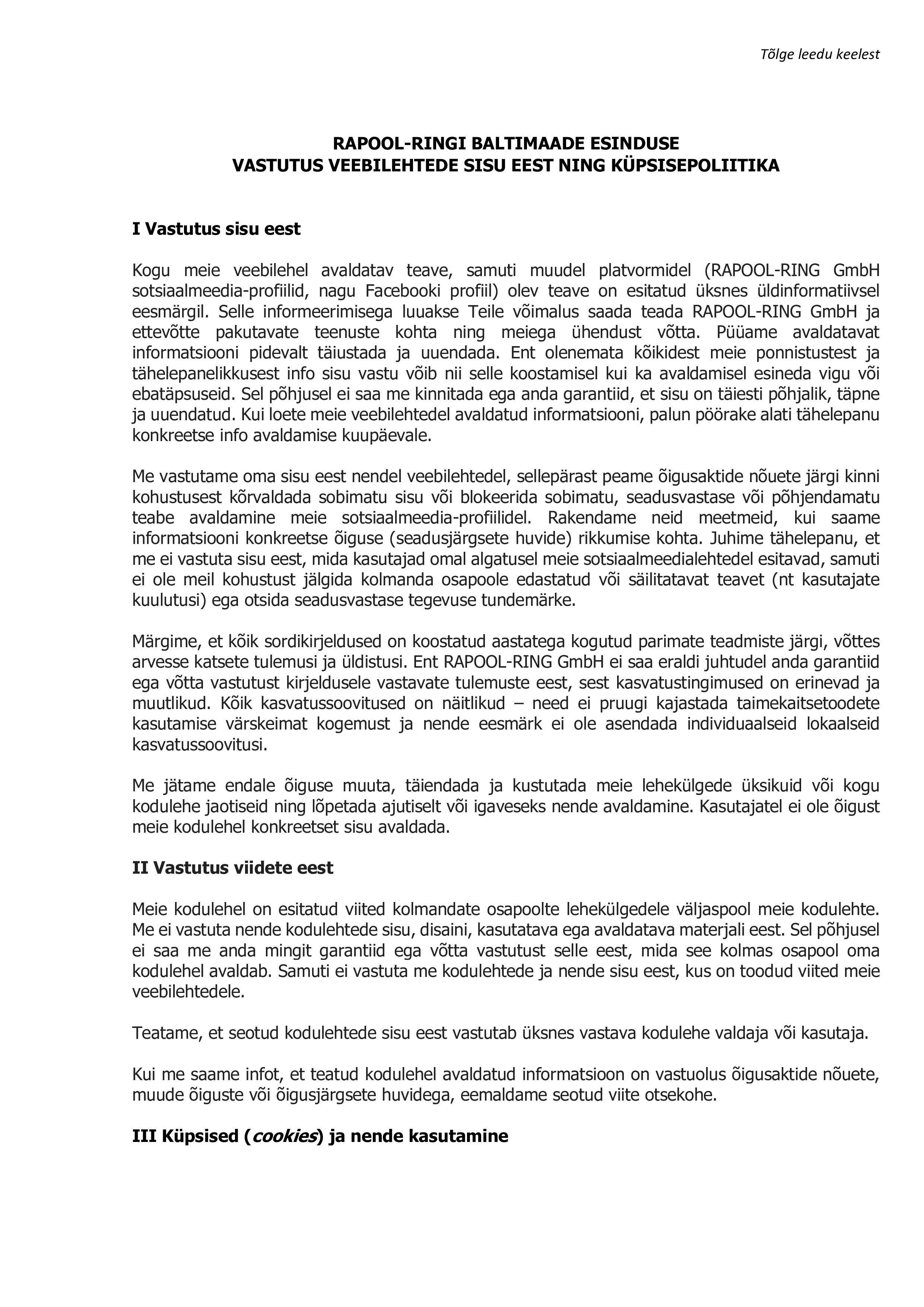 Privaatsuspoliitika